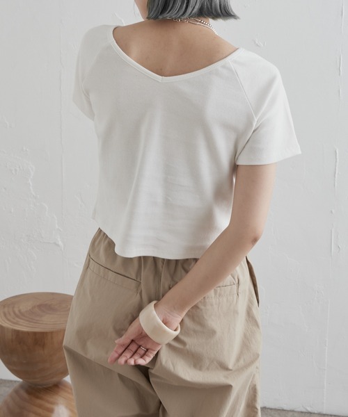 Omekashi（オメカシ）の「2WAYテレコラグランTシャツ（Tシャツ/カットソー・レディース・ピンク/オフホワイト/ブラック・FREE）」の7枚目の写真