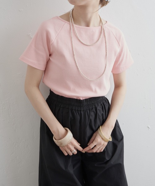 Omekashi（オメカシ）の「2WAYテレコラグランTシャツ（Tシャツ/カットソー・レディース・ピンク/オフホワイト/ブラック・FREE）」の16枚目の写真