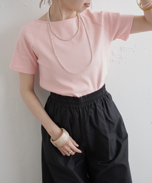 Omekashi（オメカシ）の「2WAYテレコラグランTシャツ（Tシャツ/カットソー・レディース・ピンク/オフホワイト/ブラック・FREE）」の17枚目の写真