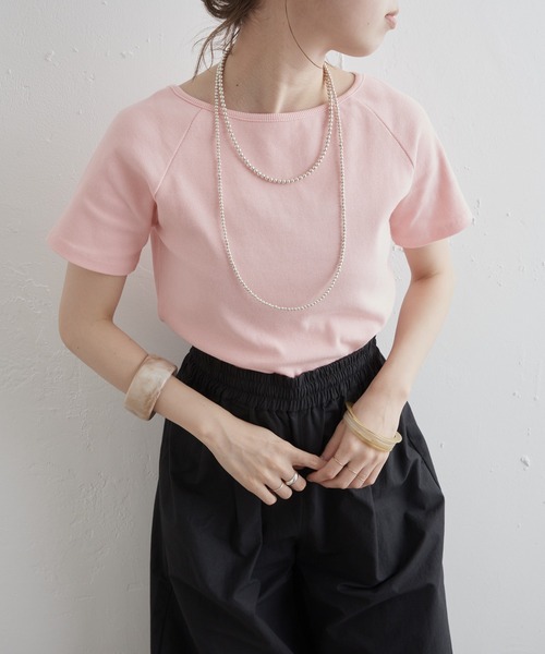 Omekashi（オメカシ）の「2WAYテレコラグランTシャツ（Tシャツ/カットソー・レディース・ピンク/オフホワイト/ブラック・FREE）」の19枚目の写真