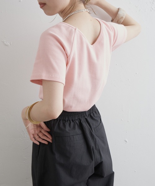 Omekashi（オメカシ）の「2WAYテレコラグランTシャツ（Tシャツ/カットソー・レディース・ピンク/オフホワイト/ブラック・FREE）」の21枚目の写真