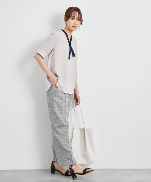 ROPE' PICNIC（ロペピクニック）の「【WEB限定】洗える/アソート配色リバーボタンタイブラウス（シャツ/ブラウス・レディース・ネイビー/ベージュ/ホワイト/ホワイト系その他・38）」の15枚目の写真