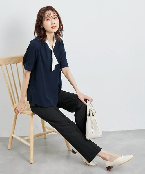 ROPE' PICNIC（ロペピクニック）の「【WEB限定】洗える/アソート配色リバーボタンタイブラウス（シャツ/ブラウス・レディース・ネイビー/ベージュ/ホワイト/ホワイト系その他・38）」の18枚目の写真