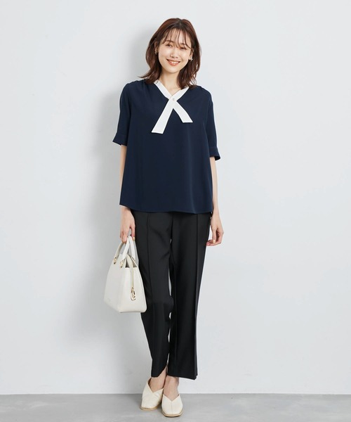 ROPE' PICNIC（ロペピクニック）の「【WEB限定】洗える/アソート配色リバーボタンタイブラウス（シャツ/ブラウス・レディース・ネイビー/ベージュ/ホワイト/ホワイト系その他・38）」の19枚目の写真