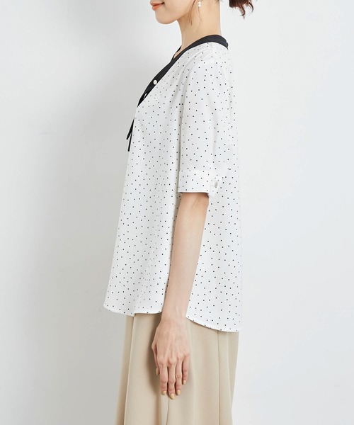 ROPE' PICNIC（ロペピクニック）の「【WEB限定】洗える/アソート配色リバーボタンタイブラウス（シャツ/ブラウス・レディース・ネイビー/ベージュ/ホワイト/ホワイト系その他・38）」の21枚目の写真