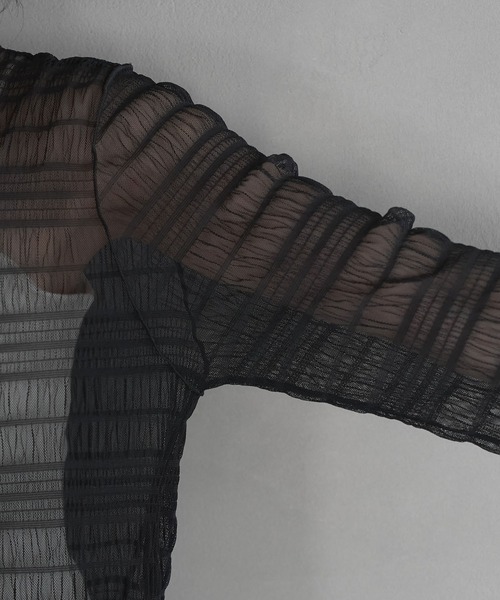 VIS（ビス）の「シアーシャーリングボーダープルオーバー（Tシャツ/カットソー・レディース・ブラック/チャコールグレー/ラベンダー/キナリ・FREE）」の21枚目の写真