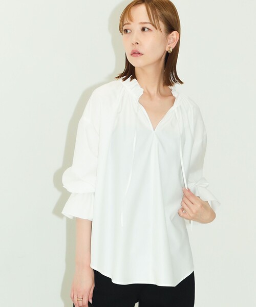 B:MING by BEAMS（ビーミングバイビームス）の「B:MING by BEAMS / フリル ネック ブラウス（シャツ/ブラウス・レディース・オフホワイト/ネイビー/ラベンダー・FREE）」の10枚目の写真