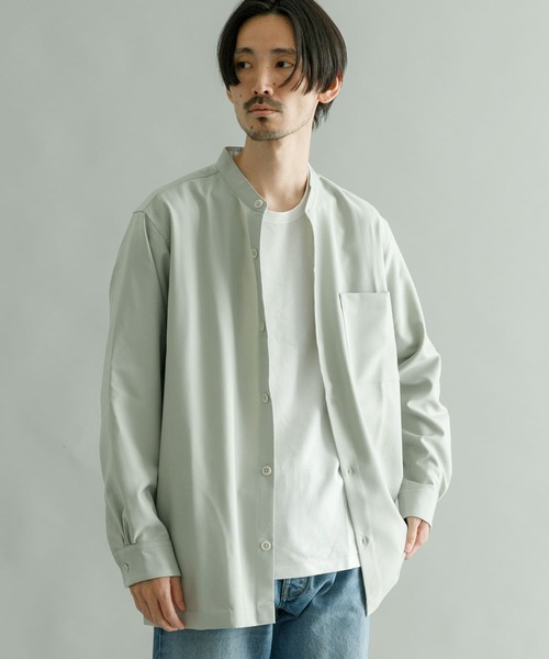 URBAN RESEARCH(アーバンリサーチ)の「バンドカラーシャツジャケット(シャツ/ブラウス・メンズ・ネイビー/オリーブ/チャコールグレー/ライトグレー・LARGE/MEDIUM)」の5枚目の写真