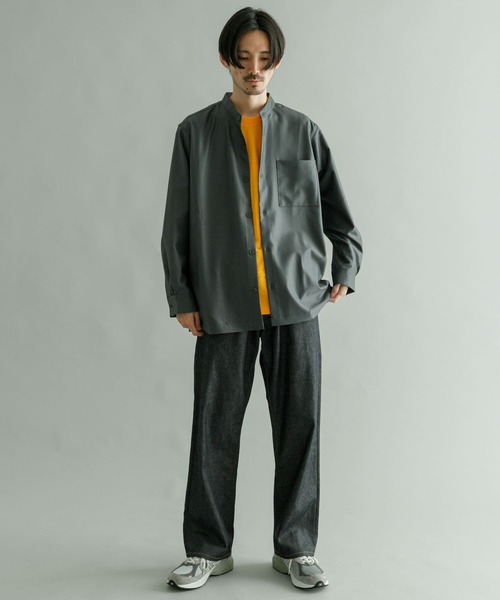 URBAN RESEARCH(アーバンリサーチ)の「バンドカラーシャツジャケット(シャツ/ブラウス・メンズ・ネイビー/オリーブ/チャコールグレー/ライトグレー・LARGE/MEDIUM)」の13枚目の写真