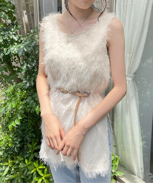 NOMAE(ノーマエ)の「シャギーロングベスト(ベスト・レディース・アイボリー/ブラック/グレー・FREE)」の6枚目の写真