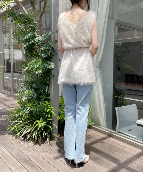 NOMAE(ノーマエ)の「シャギーロングベスト(ベスト・レディース・アイボリー/ブラック/グレー・FREE)」の8枚目の写真