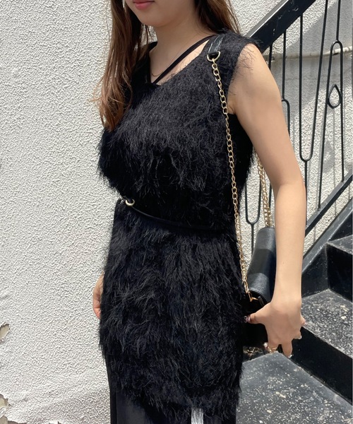 NOMAE(ノーマエ)の「シャギーロングベスト(ベスト・レディース・アイボリー/ブラック/グレー・FREE)」の12枚目の写真