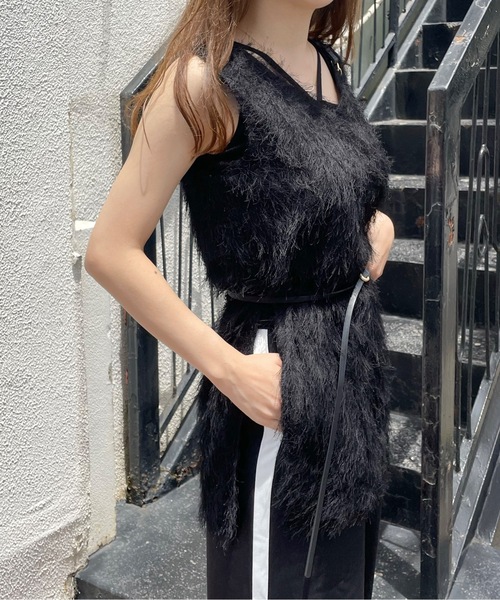 NOMAE(ノーマエ)の「シャギーロングベスト(ベスト・レディース・アイボリー/ブラック/グレー・FREE)」の13枚目の写真