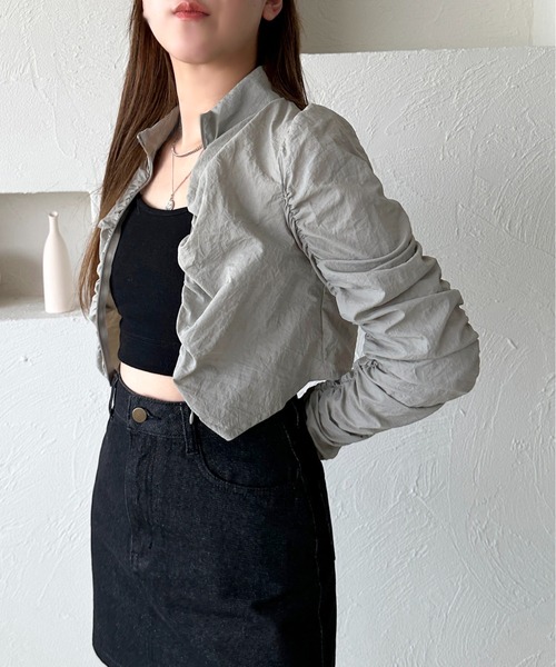 apres jour mignon(アプレジュールミニョン)の「くしゅくしゅショートトップス【ZOZOTOWN限定アイテム】(Tシャツ/カットソー・レディース・グレー/ブラック・X-LARGE/フリー)」の15枚目の写真