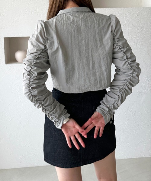apres jour mignon(アプレジュールミニョン)の「くしゅくしゅショートトップス【ZOZOTOWN限定アイテム】(Tシャツ/カットソー・レディース・グレー/ブラック・X-LARGE/フリー)」の18枚目の写真