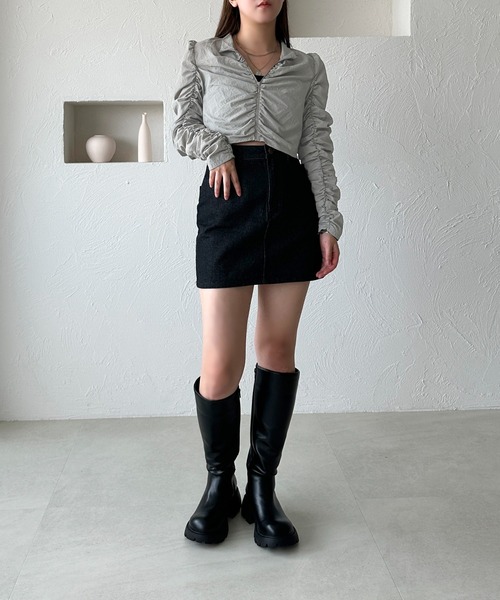 apres jour mignon(アプレジュールミニョン)の「くしゅくしゅショートトップス【ZOZOTOWN限定アイテム】(Tシャツ/カットソー・レディース・グレー/ブラック・X-LARGE/フリー)」の19枚目の写真