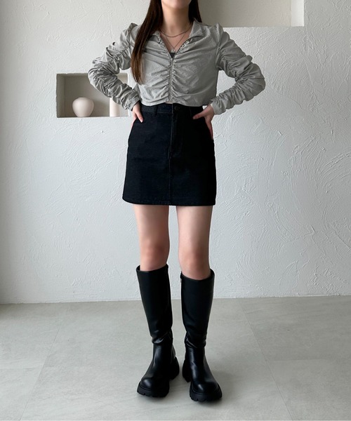apres jour mignon(アプレジュールミニョン)の「くしゅくしゅショートトップス【ZOZOTOWN限定アイテム】(Tシャツ/カットソー・レディース・グレー/ブラック・X-LARGE/フリー)」の20枚目の写真
