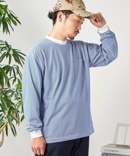 SHIPS any（シップス エニィ）の「SHIPS any: ベーシック ボーダー バリエーション Tシャツ (ロンT)（Tシャツ/カットソー・メンズ・グレー系その他/コバルトブルー/ダークグレー/ライトブルー/ネイビー/チャコールグレー/スカイブルー/ブルー系その他/ロイヤルブルー・MEDIUM/SMALL/LARGE）」の12枚目の写真