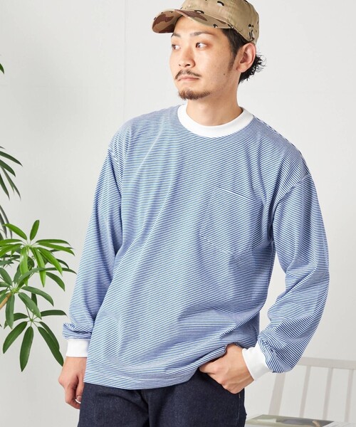 SHIPS any（シップス エニィ）の「SHIPS any: ベーシック ボーダー バリエーション Tシャツ (ロンT)（Tシャツ/カットソー・メンズ・グレー系その他/コバルトブルー/ダークグレー/ライトブルー/ネイビー/チャコールグレー/スカイブルー/ブルー系その他/ロイヤルブルー・MEDIUM/SMALL/LARGE）」の11枚目の写真