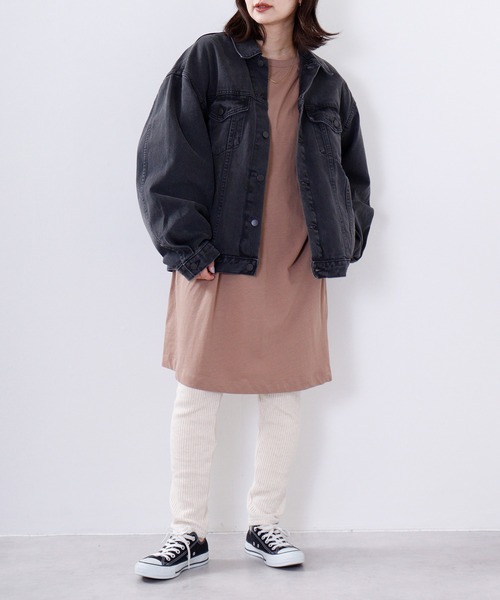 atONE(アットワン)の「atONE オーバーサイズ膝丈ワンピース(ワンピース・レディース・ブラック/オフホワイト/カーキ/モカ・LL~3L/4L~5L/M~L)」の3枚目の写真
