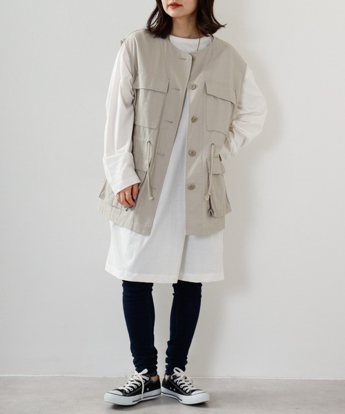 atONE(アットワン)の「atONE オーバーサイズ膝丈ワンピース(ワンピース・レディース・ブラック/オフホワイト/カーキ/モカ・LL~3L/4L~5L/M~L)」の6枚目の写真