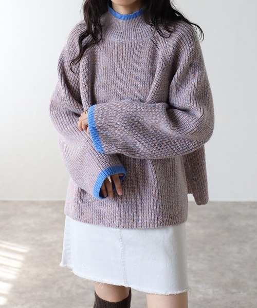 COMMRE（コムル）の「メランジラインニットプルオーバー（ニット/セーター・レディース・ブルー/ブラウン/レッド・FREE）」の2枚目の写真