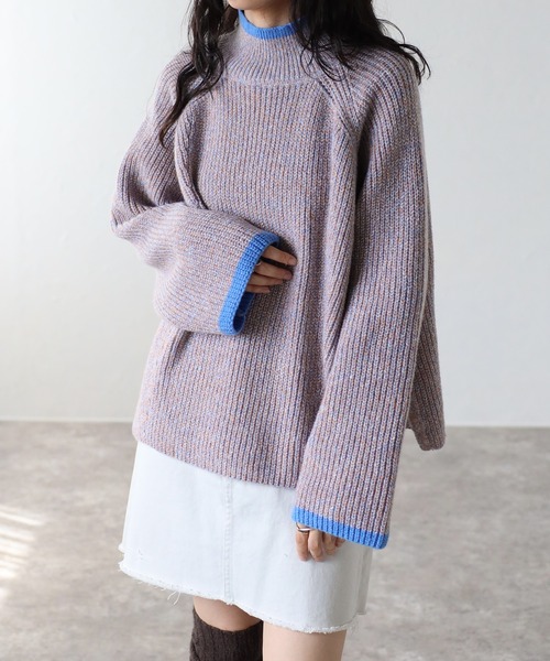 COMMRE（コムル）の「メランジラインニットプルオーバー（ニット/セーター・レディース・ブルー/ブラウン/レッド・FREE）」の5枚目の写真