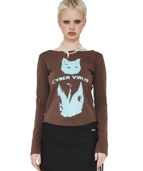 A'GEM/9 × .kom『CRANK/クランク』CYBER CAT PRINT TOP/サイバー