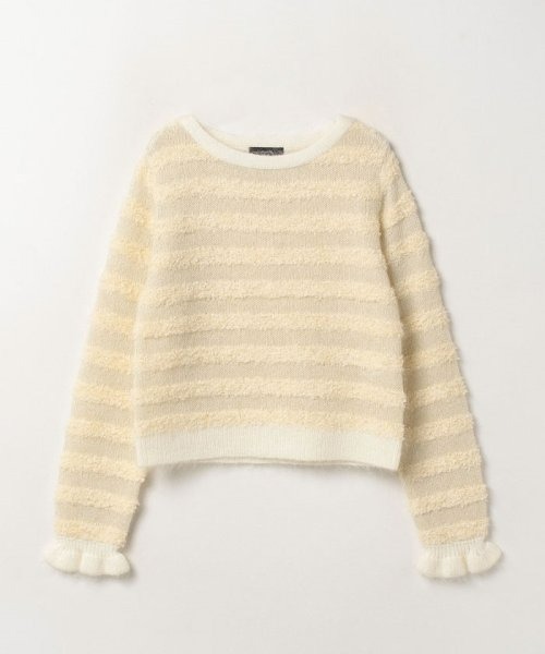 allureville（アルアバイル）の「リボンラメフェザーボーダープルオーバー（ニット/セーター・レディース・ブラック/ライトベージュ・2）」の10枚目の写真