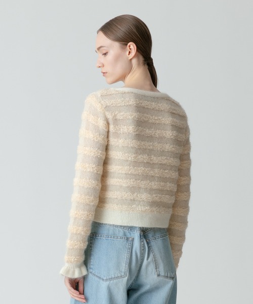 allureville（アルアバイル）の「リボンラメフェザーボーダープルオーバー（ニット/セーター・レディース・ブラック/ライトベージュ・2）」の15枚目の写真