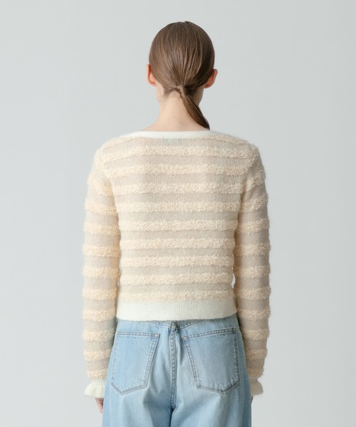 allureville（アルアバイル）の「リボンラメフェザーボーダープルオーバー（ニット/セーター・レディース・ブラック/ライトベージュ・2）」の12枚目の写真