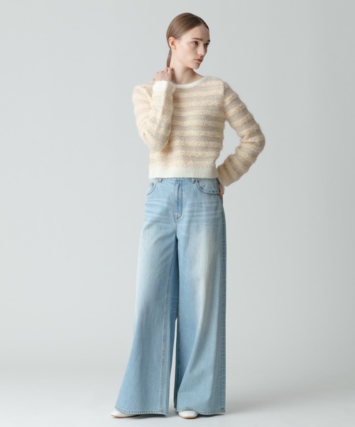 allureville（アルアバイル）の「リボンラメフェザーボーダープルオーバー（ニット/セーター・レディース・ブラック/ライトベージュ・2）」の11枚目の写真