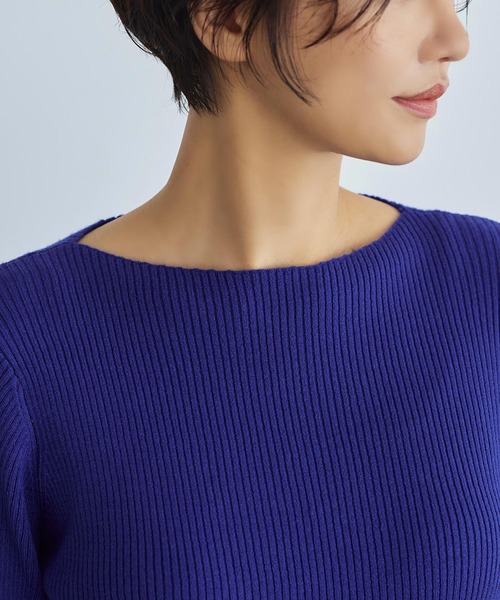 RUIRUE BOUTIQUE（ルイルエブティック）の「洗える ｜[ネックが選べるデザイン]袖口スリットリブニット ｜ ボートネック ハイネック タートルネック トップス 長袖 ベーシック シンプル（ニット/セーター・レディース・ブルー系2/ホワイト系その他/ブラック系2/ホワイト/ブルー/グレー系3/ホワイト系2/ブルー系3/ホワイト系その他2/ブラック系3/グレー系2/グレー/ホワイト系3/ホワイト系その他3/ブラック・L/M）」の13枚目の写真