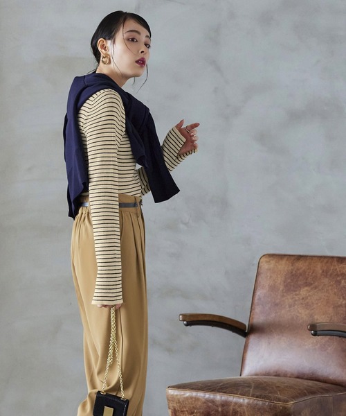 RUIRUE BOUTIQUE（ルイルエブティック）の「洗える ｜[ネックが選べるデザイン]袖口スリットリブニット ｜ ボートネック ハイネック タートルネック トップス 長袖 ベーシック シンプル（ニット/セーター・レディース・ブルー系2/ホワイト系その他/ブラック系2/ホワイト/ブルー/グレー系3/ホワイト系2/ブルー系3/ホワイト系その他2/ブラック系3/グレー系2/グレー/ホワイト系3/ホワイト系その他3/ブラック・L/M）」の19枚目の写真
