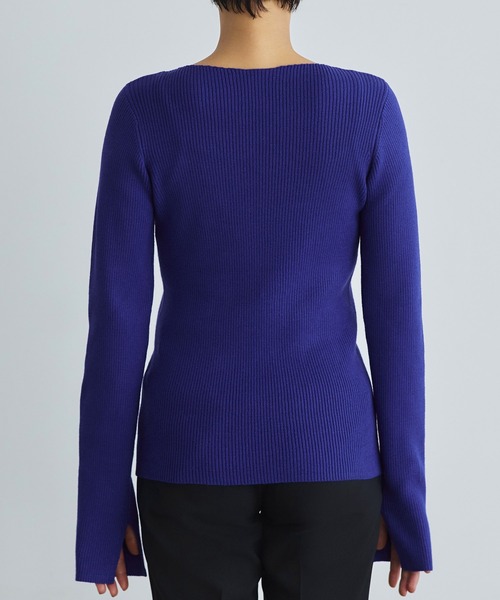 セール】洗える ｜[ネックが選べるデザイン]袖口スリットリブニット