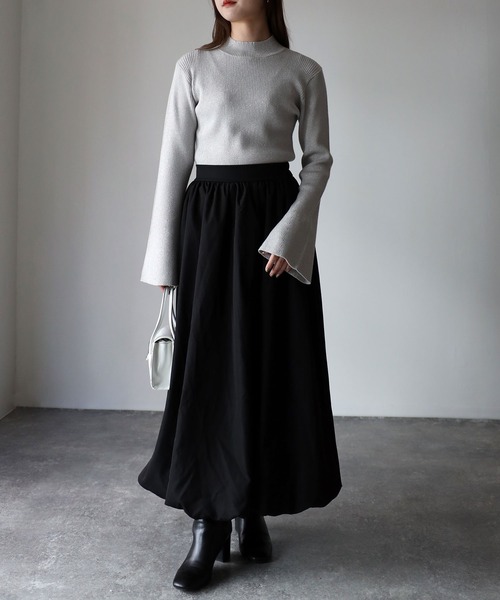 Riberry（リベリー）の「ラメフレアスリーブリブハイネックニット（ニット/セーター・レディース・ライトグレー/オフホワイト/ピンクベージュ/ライトベージュ・FREE）」の17枚目の写真