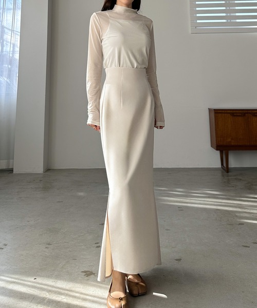 セール】ハイウエストサイドスリットマーメイドスカート