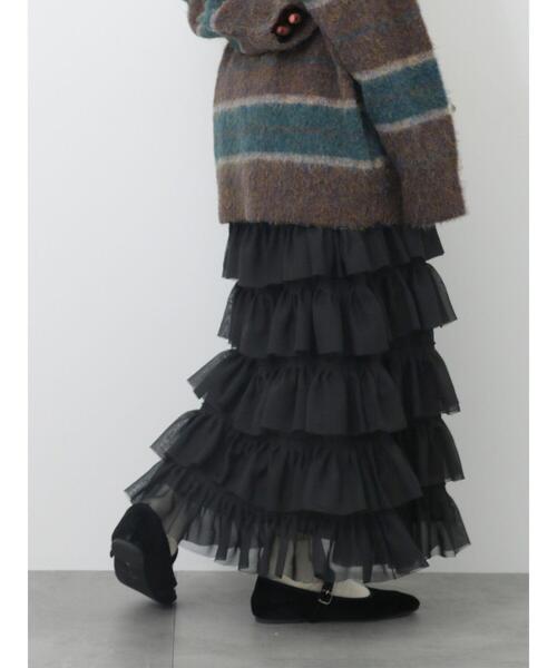 ehka sopo（エヘカソポ）の「フリルティアードスカート（スカート・レディース・ブラック/キナリ/ベージュ・F）」の3枚目の写真