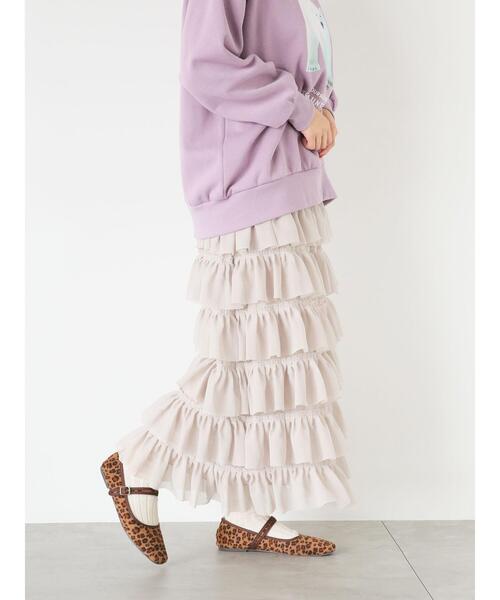 ehka sopo（エヘカソポ）の「フリルティアードスカート（スカート・レディース・ブラック/キナリ/ベージュ・F）」の4枚目の写真