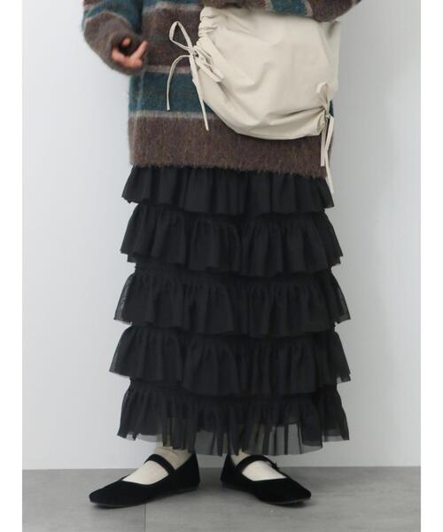 ehka sopo（エヘカソポ）の「フリルティアードスカート（スカート・レディース・ブラック/キナリ/ベージュ・F）」の12枚目の写真