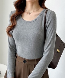 COCOMOMO | シンプルで着回し力抜群 ラウンドネック ロンT 長袖 カットソー 無地 レイヤードトップス インナー(Tシャツ/カットソー)