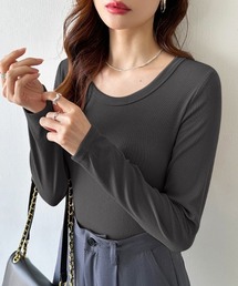 シンプルで着回し力抜群 ラウンドネックカットソー ロンT 長袖 カットソー 無地 レイヤードトップス インナー トップス 春服 秋服