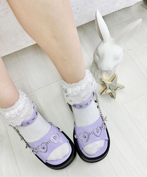 cs T&P(シーエスティーアンドピー)の「厚底ハートチェーン付きサンダル 24SS(サンダル・レディース・ホワイト系2/ブラック系1/パープル系2・M/LL/S/L)」の21枚目の写真