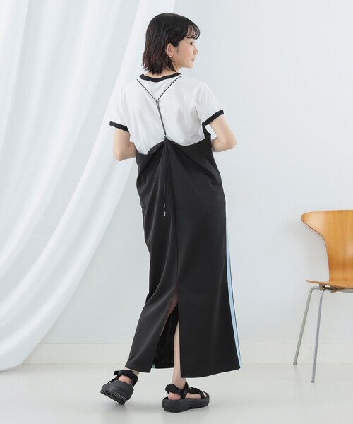 Ray BEAMS（レイビームス）の「Ray BEAMS / ライン ジャージ キャミ ワンピース（ワンピース・レディース・ブラック/ロイヤルブルー・1/0）」の4枚目の写真