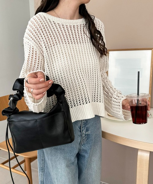 DISCOAT（ディスコート）の「【軽量】ギャザーハンドルスクエアショルダーバッグ（ショルダーバッグ・レディース・グレー/アイボリー/ブラック・FREE）」の17枚目の写真