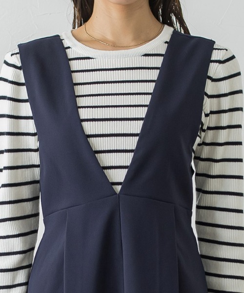 Pierrot（ピエロ）の「ウエストマークジャンパースカート（ジャンパースカート・レディース・ブルー/ブラック/ネイビー/モカ/グリーン系その他・M/PM/L）」の8枚目の写真