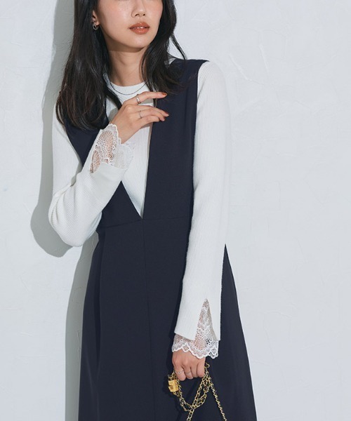 Pierrot（ピエロ）の「ウエストマークジャンパースカート（ジャンパースカート・レディース・ブルー/ブラック/ネイビー/モカ/グリーン系その他・M/PM/L）」の15枚目の写真