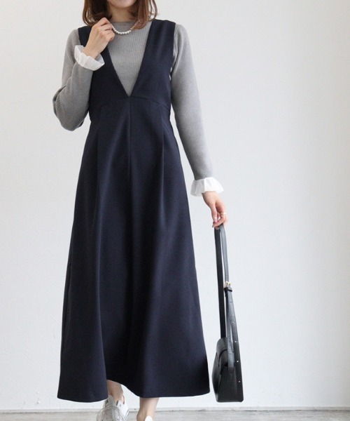 Pierrot（ピエロ）の「ウエストマークジャンパースカート（ジャンパースカート・レディース・ブルー/ブラック/ネイビー/モカ/グリーン系その他・M/PM/L）」の18枚目の写真