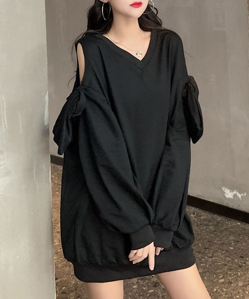 SHEPP(シープ)の「オープンショルダー リボントップス(Tシャツ/カットソー・レディース・ホワイト/ブラック・S/M)」の9枚目の写真