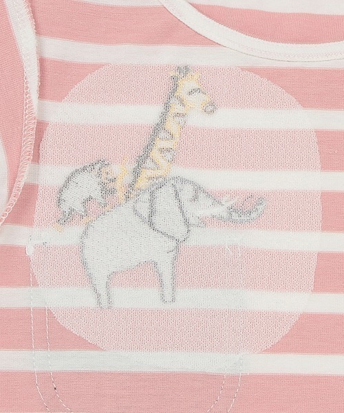 kladskap（クレードスコープ）の「ポケットからアニマルボーダー長袖ワンピース（ワンピース・キッズ・ピンク/オフホワイト・100cm/90cm/110cm/120cm/80ｃｍ）」の8枚目の写真